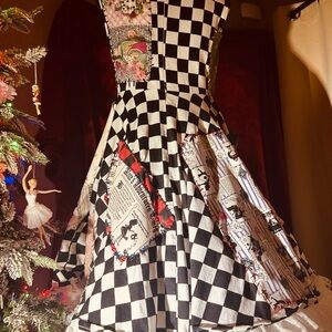Black and White Checkered Patchwork Dress